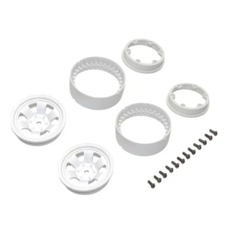 KYOSHO KC10 BEAD-LOCK 1.9 INCHES SPOKE WHITE WHEELS (2) CLH002WH