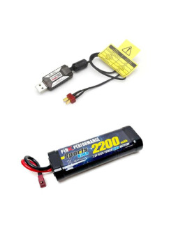 COMBO KYOSHO CHARGEUR USB DELTA PEAK 1A (NIMH 7.2V - DEANS)  + BATTERIE 7,2V 2200MAH DEANS 72204-2200