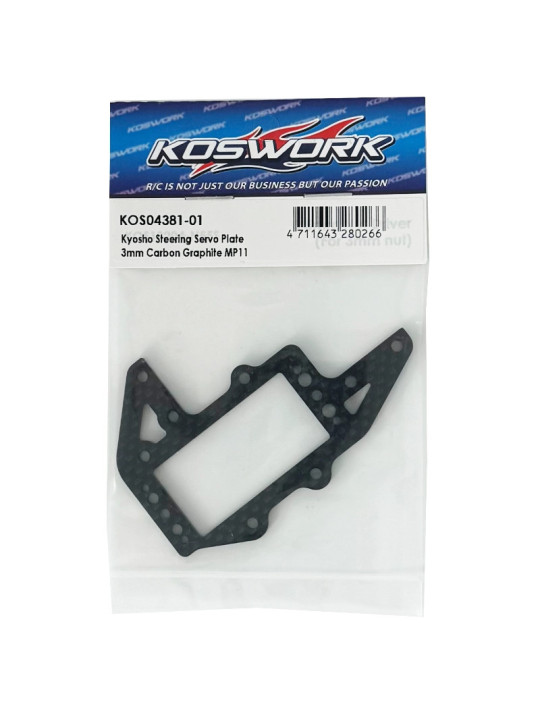 KOSWORK CARBON GRAPHITE 3.0MM STEERING SERVO PLATE FOR INFERNO MP11 KOS04381-01