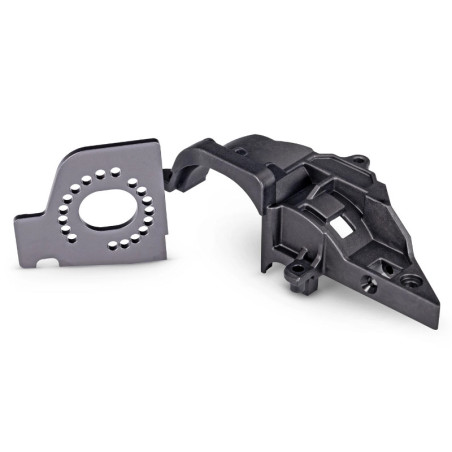 TRAXXAS COUVERCLE DE TRANSMISSION ET SUPPORT MOTEUR ALU GRIS 10769R