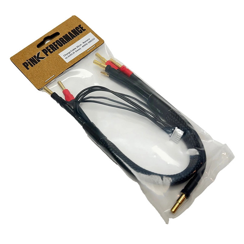 PINK PERFORMANCE CABLE DE CHARGE 30CM BANANE VERS 2X2S (4-5MM) PP0-1001S2