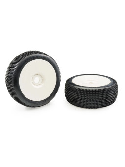 MATRIX NEBULA 1:8 BUGGY TYRES PRE-GLUED WHITE WHEELS (2) M.NEB